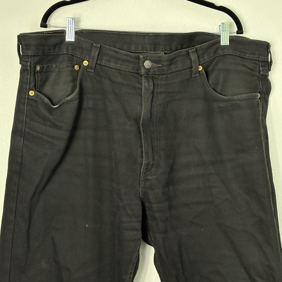 Levi's 505 Regular Fit Jeans Men's Size 42x32 Black 100% Cotton Big & Tall - Picture 4 of 9